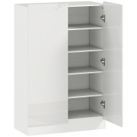 HOMCOM Zapatero Entrada Recibidor con 2 Puertas con Cierre Suave y Estantes Ajustables para 20 Pares de Zapatos Blanco Brillo