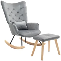 HOMCOM Accent chair with Ottoman, padded, high back, velvet-look, up to 150 kg, Dark grey(m-7)