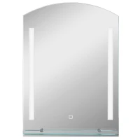 kleankin Espelho Casa de Banho com Luzes LED 70x50 cm Interruptor Tátil Iluminação Ajustável Função de Memória e Prateleira de Vidro Prata(m-1)