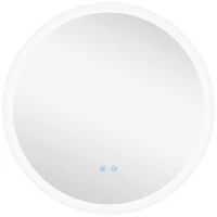 Kleankin Oglindă de baie LED rotundă, 70x70cm, cu dezaburire, funcție memorie și 3 temperaturi de lumină reglabilă(m-1)