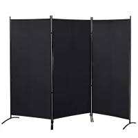 HOMCOM Biombo de 3 Paineis Separador de Ambientes Dobrável Biombo de Privacidade com 6 Pés de Metal 253x50x182 cm Preto(m-1)