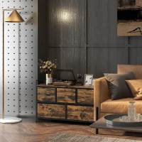 HOMCOM Dresser with Foldable Fabric Drawers, Melamine Wood, Steel Frame, Brown(m-5)