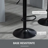 HOMCOM Juego de 2 Taburetes de Bar Giratorios Altura Ajustable 86-106 cm Tapizada en Cuero Sintético Respaldo y Reposapiés Gris(m-6)