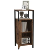 HOMCOM Side table with storage, 2 open shelves, 3-step adjustable, magnetic door, Brown(m-5)