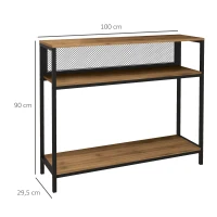 HOMCOM Sideboard Console Table Hall Shelf, Industrial Design, 100 cm x 29.5 cm x 90 cm, Brown + Black(m-3)