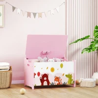 AIYAPLAY Spielzeugtruhe Kind Aufbewahrungsbox Klappdeckel Tiermotiv 60 x 37 x 39 cm rosa(m-5)