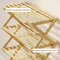 HOMCOM Scarpiera Pieghevole a 5 Livelli Pronto all'Uso, in Bambù, 60x29x88 cm, Legno Naturale(m-7)