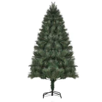 HOMCOM Christmas Tree Ø90 x 180 cm, Artificial Fir, Realistic Needle Foliage, Green(m-6)