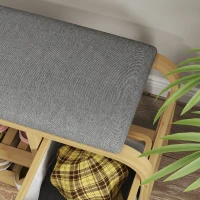 HOMCOM Shoe Bench with Shelves, Shoe Storage Bench, Bamboo, Padded Seat, Grey(m-3)