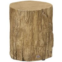 HOMCOM Side Table Tree Stump Effect Adjustable Feet 37 cm x 37 cm x 43 cm Concrete Brown(m-1)