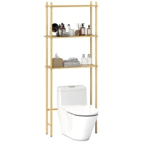 HOMCOM Over-Toilet 3-Tier Bathroom Shelf, Space-Saving Natural Wood 69 x 25.5 x 181 cm(m-6)
