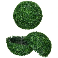 HOMCOM Set of 2 Boxwood Balls, Artificial Plants, Indoor Plant with UV Protection, Decorative Plant, for Indoor, Outdoor, Green(m-7)