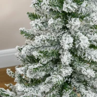 HOMCOM Artificial Christmas Tree, Snow Effect, Flame-Retardant, Hinge Construction, Green/White(m-4)