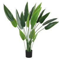 HOMCOM Artificial Plant, artificial plant, cement pot, 18 leaves, plastic, green(m-7)