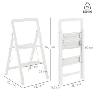 HOMCOM 2-step step ladder, foldable aluminum, non-slip platform, white(m-3)