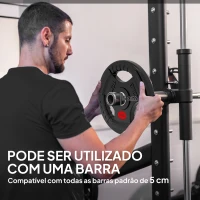 SPORTNOW Discos de Pesos com Orifício de Ø50 mm 2 Discos de 10 kg com Triplo Aperto para Halteres e Barras Ø32x4,5 cm Preto(m-5)