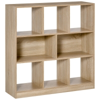 HOMCOM Bookshelf Shelf Standing Shelf, 8 Shelf Compartments, 97.5 x 30 x 100 cm, Oak Effect