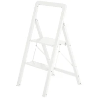 HOMCOM 2-step step ladder, foldable aluminum, non-slip platform, white(m-7)