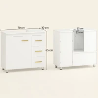 HOMCOM Bathroom base cabinet, 3-tier design, MDF, particleboard, White(m-3)