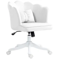 HOMCOM Office Chair with Petal Design, Bow Cushion, Softly Padded, White(m-7)