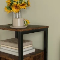 HOMCOM Side table with storage, 2 open shelves, 3-step adjustable, magnetic door, Brown(m-4)