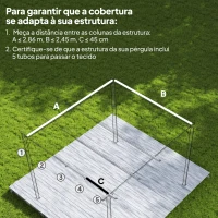 Outsunny Cobertura para Pérgola Retrátil 286x245 cm Teto de Substituição para Pérgola com Proteção UV30+ para Pérgola de 3x2,15 cm Cinza(m-4)