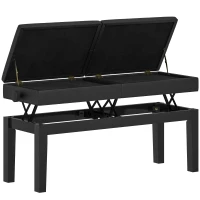 HOMCOM Piano Bench, Piano Stool, Faux Leather, Adjustable Double Seat, Storage, Black(m-6)