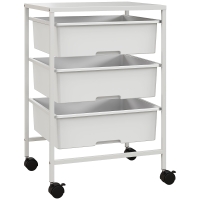 HOMCOM Side cart with wheels, 3 baskets for transport and storage, kitchen cart, 40.8L x 33.5W x 60.5H cm, White