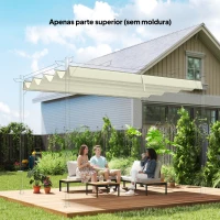 Outsunny Cobertura para Pérgola Retrátil 286x245 cm Teto de Substituição para Pérgola com Proteção UV30+ para Pérgola de 3x2,15 cm Creme(m-2)