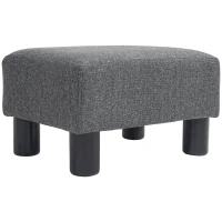 HOMCOM Footstool, seat stool with linen-look fabric cover, foam filling, plastic legs, for various rooms, grey(m-7)