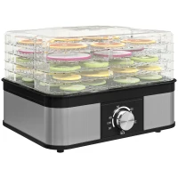 HOMCOM 5 Tier Food Dehydrator, 245W Stainless Steel Food Dryer Machine with Adjustable Temperature for Drying Fruit, Meat, Vegetable, Jerky and Pet Treat, Black(m-10)