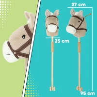 AIYAPLAY Caballito de palo para niños con sonido y ruedas, bastón de madera, para niños desde 24 meses, gris(m-3)