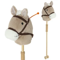 AIYAPLAY Caballito de palo para niños con sonido y ruedas, bastón de madera, para niños desde 24 meses, gris(m-7)