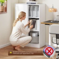 Vinsetto Armadietto da Ufficio a 3 Ripiani con 2 Chiavi di Sicurezza, in Truciolato, 80x40x120 cm, Bianco(m-6)