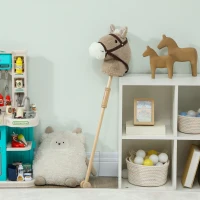 AIYAPLAY Caballito de palo para niños con sonido y ruedas, bastón de madera, para niños desde 24 meses, gris(m-5)