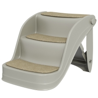 PawHut Échelle pliable pour petits chiens 3 marches Marches pour chiens avec tapis antidérapants 49x38x38 cm Gris