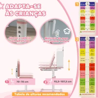 AIYAPLAY Conjunto de Secretária e Cadeira para Crianças Secretária Infantil Altura Ajustável 80x55x107,5 cm Rosa(m-5)