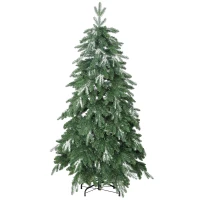 HOMCOM Árvore de Natal Artificial 150 cm Ramos Realistas com Efeito Neve Árvore de Natal com Suporte em Aço Base Dobrável Verde(m-6)