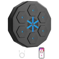 SPORTNOW Máquina Boxeo Musical Pared con Guantes Conexión Bluetooth y Luces LED para Adultos y Niños en Casa Gimanasio Negro(m-10)