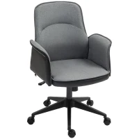 HOMCOM Linen and Faux Leather Mix Office Chair - Grey(m-10)