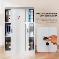 Vinsetto Armadietto da Ufficio a 3 Ripiani con 2 Chiavi di Sicurezza, in Truciolato, 80x40x120 cm, Bianco(m-5)