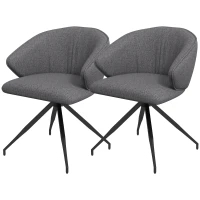 HOMCOM 2 Piece Dining Chairs, Modern Kitchen Chairs with Fabric Upholstery, Curved Back, Padded Seat and Steel Legs for Living Room, Bedroom, Dark Grey(m-11)