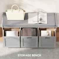 HOMCOM 3-Drawer Shoe Storage Bench - Grey(m-7)