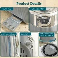 HOMCOM Electric Stainless Steel Kettle and Toaster Set, 3000W 1.7L UK Strix Thermostat Fast Boil Kettle w/ Limescale Filter, Cool Touch Body, 4 Slice Toaster with 7 Browning Levels, Crumb Tray, Taupe(m-9)