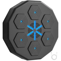 SPORTNOW Macchina da Boxe Musicale a Parete, con Connessione Bluetooth e Luci Blu, 40x40 cm, Nero(m-11)