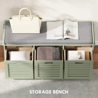HOMCOM 3-Drawer Shoe Storage Bench - Green(m-7)