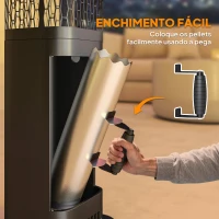 Outsunny Aquecedor de Pellets 6.86 KW com Tubo de Vidro Base Antiderrapante e Grelha Metálica Aquecedor de Pellets sem Fumo 26x26x95 cm Preto(m-8)