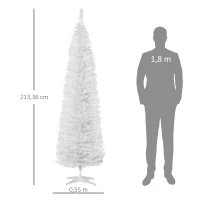 HOMCOM Árvore de Natal Artificial 210 cm Ignífugo com 199 Ramos de PVC Decoração de Natal para Interiores Branco(m-3)