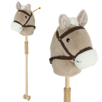 AIYAPLAY Caballito de palo para niños con sonido y ruedas, bastón de madera, para niños desde 24 meses, gris(m-6)