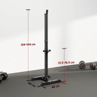 HOMCOM Soporte Barras Pesas de Acero con Altura Ajustable en 12 Niveles Carga Máx. 150 kg 50x49x124-154 cm Negro(m-3)